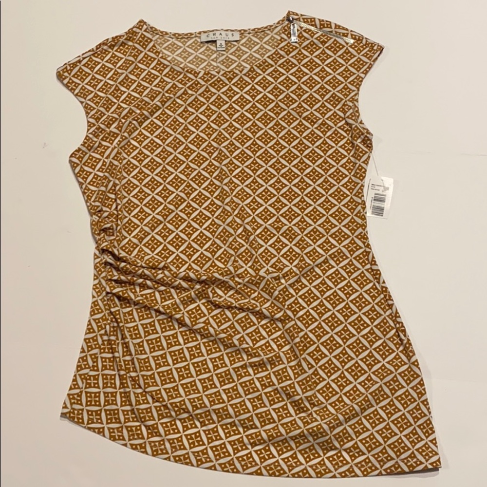 Chaus Medium Sleeveless Rouched Side Asymmetrical Top New